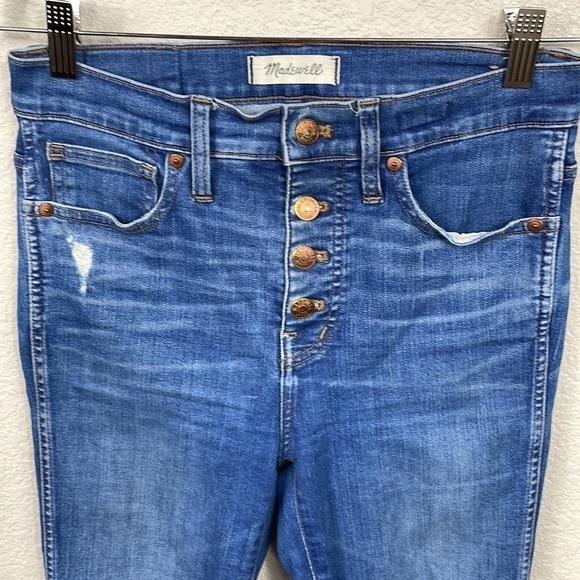 Madewell 10” High Rise Skinny Jeans Button Fly Distressed Raw Hem Hanna Sz 26 - Picture 3 of 14